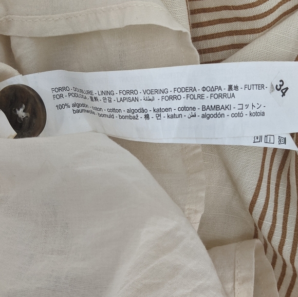 Zara Ecru Striped Rustic Midi Tie Back Sun Dress - Picture 11 of 11